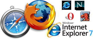 browser logos, IE, FF